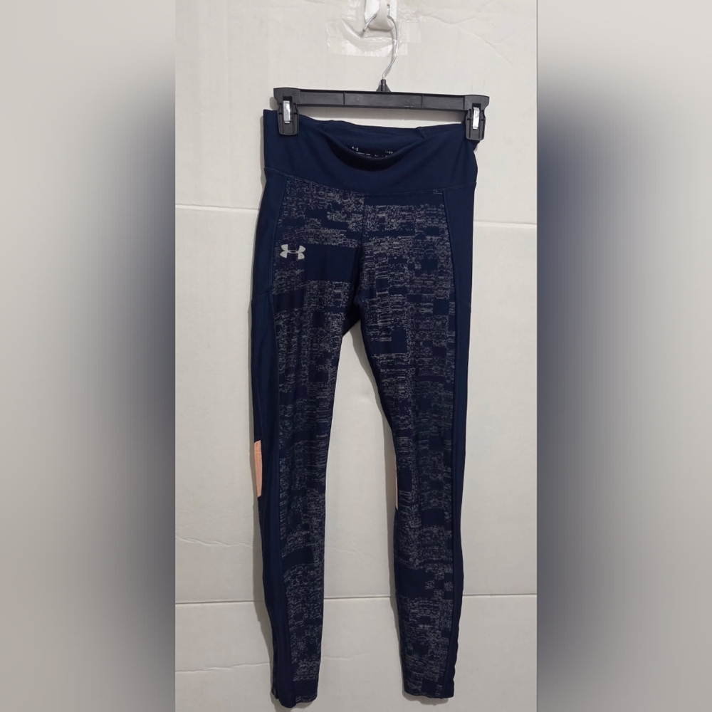 UNDER ARMOUR Women's HeatGear® Armour Printed Leggings Blue /Peach Size Small